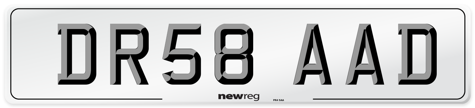 DR58 AAD Number Plate from New Reg